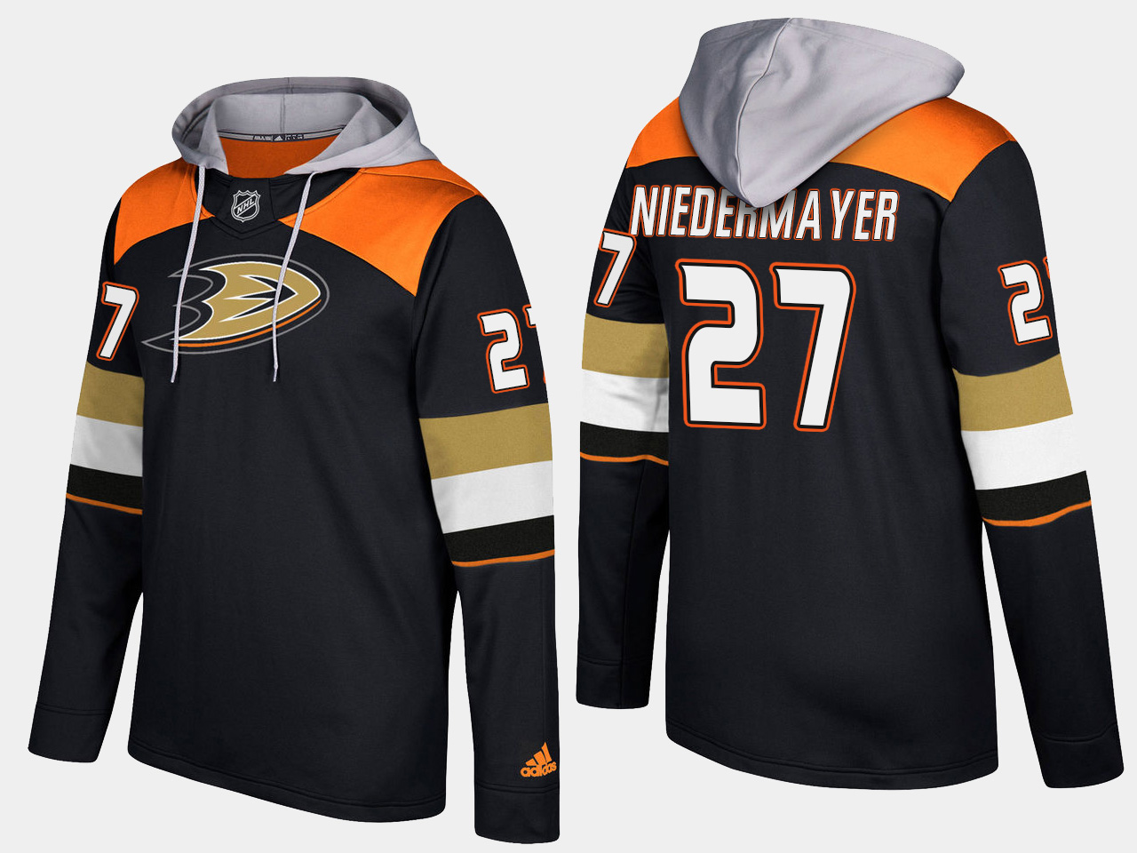 Men NHL Anaheim ducks retired 27 scott niedermayer black hoodie